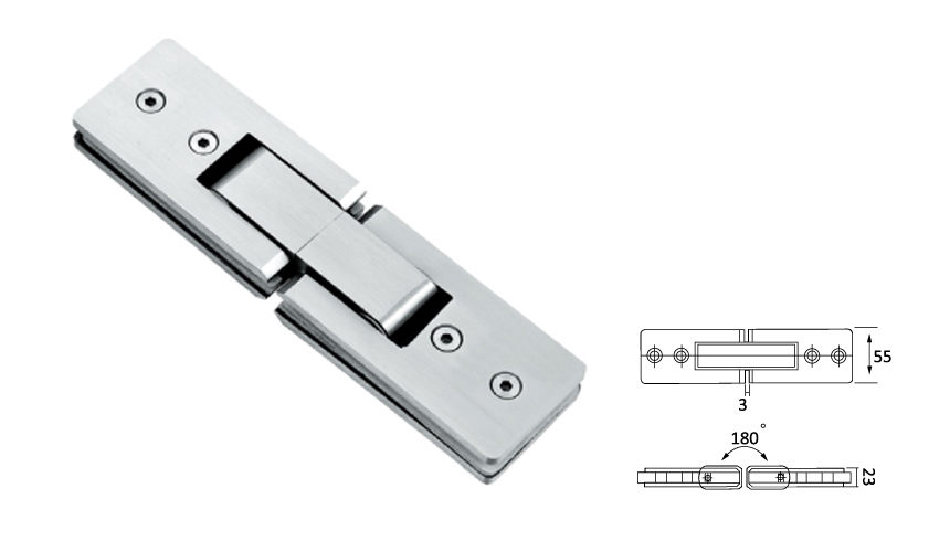 Glass Shower Hinge,Long Type 180°，Glass To Glass